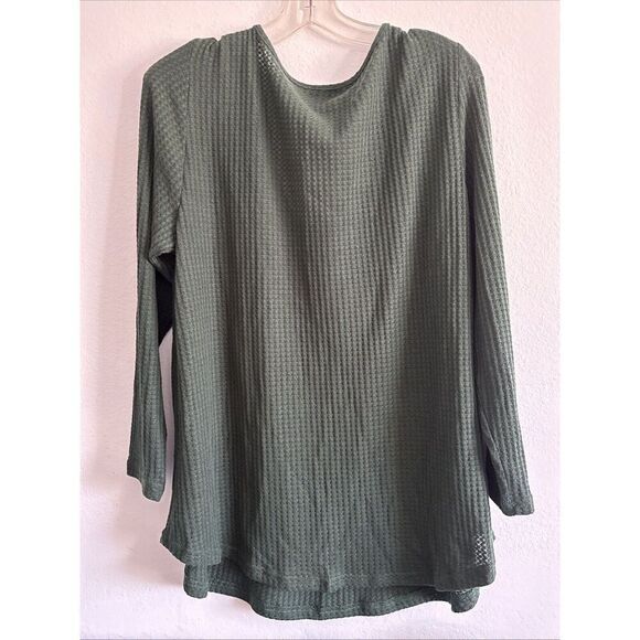 Bloomchic Green V-Neck 3/4 Sleeve Poly Crepe Blouse 14-16 - Picture 3 of 4